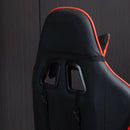 Sedia da Gaming in Similpelle con Sostegno Lombare Collo Nera e Rossa 