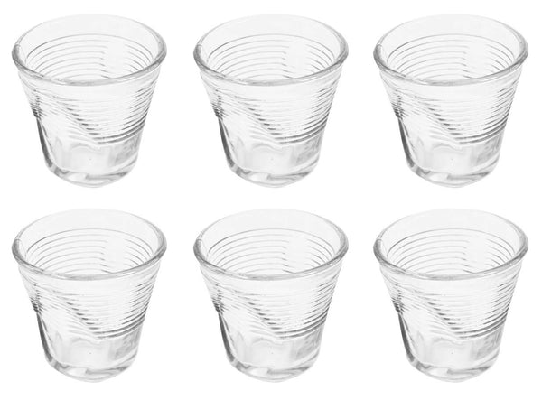 sconto Set 6 Tasses à Café Froissé Ø6,5 cm en Verre Pressé Transparent Kaleidos