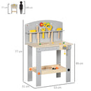 Banco da Lavoro Giocattolo con 31 Accessori 53x31x77 cm in Legno Grigio