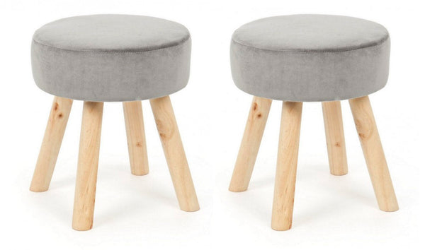 Set 2 Sgabelli 34x34x38 cm in Velluto Adeline Grigio online