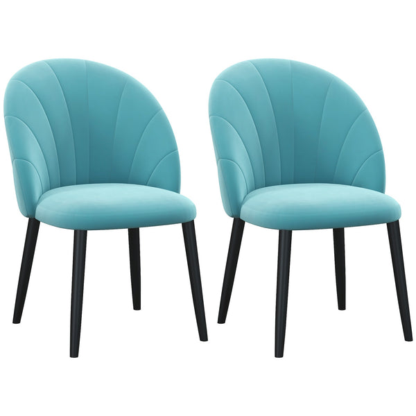 Set 2 Sedie Imbottite 52x54x79 cm in Tessuto Effetto Velluto Verde Chiaro sconto