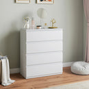 Cassettiera 80x39x95 cm 4 Cassetti Moderna senza Maniglie per Camera e Soggiorno in Legno Ingegnerizzato Bianco      