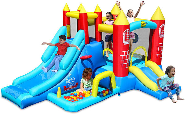 Nouveau château de carrousel gonflable 8 en 1 avec pompe Happy Hop prezzo