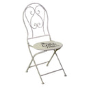 Set Tavolino e 2 Sedie Ø60xh70,5 cm in Metallo Bianco