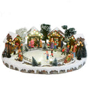 Villaggio Natalizio Laghetto Ghiacciano Luci Musica e Movimento 44,5 cm in Resina