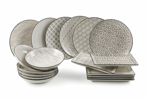 acquista Service de table 18 pièces en grès blanc et gris Confusion VdE Tivoli 1996