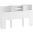 Testiera Letto Matrimoniale Autoportante 160x20,2x108,2 cm con 4 Scomparti Aperti in MDF e Truciolato Bianco      