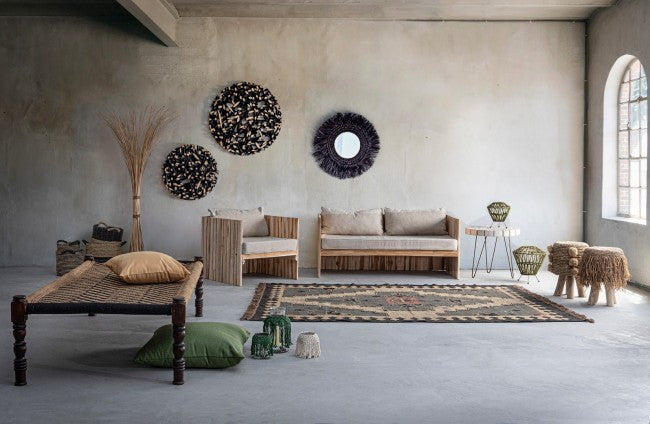 Specchio con Cornice Ilusion Nero in Fibre Naturali