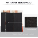 Paravento Separé da Interno 253x50x182 cm a 3 Pannelli Pieghevole in Metallo e Poliestere Nero      
