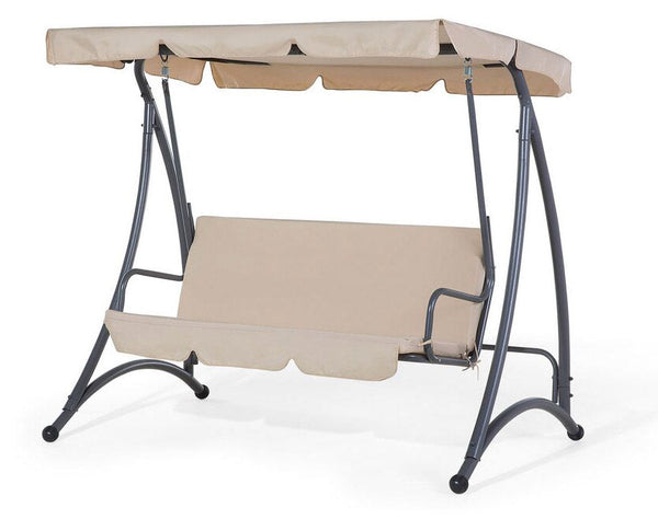 online Balançoire de jardin 3 places 110x170x153 cm en métal et polyester écru