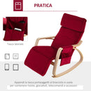 Poltrona a Dondolo con Poggiagambe in Legno Curvato   Rossa