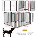 Box per Cani a 8 Pannelli Modulabili 164x164x100 cm da Interno ed Esterno con 9 Picchetti in Acciaio Nero      