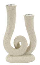 Porta Candele Stons 12x7x20 cm in Resina Crema      