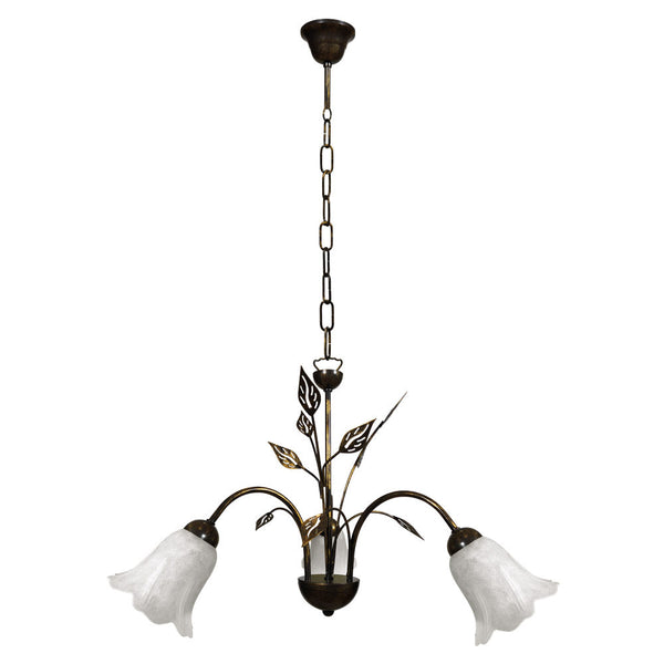 Lustre 3xE14 Cadre Doré Marron Verre Éponge Blanc E-Energy Teresa online