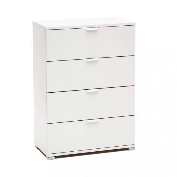 sconto Commode Blanche 4 Tiroirs 60x38x85 h cm en Aggloméré Bilaminé Blanc