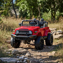 Macchina Elettrica per Bambini Fuoristrada Toyota Fj Cruiser 12V Telecomando Ruote in Gomma e Sedile in Pelle Rosso