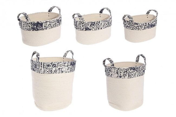 Lot de 2 paniers à linge et 3 paniers ronds Veronica en polyester prezzo