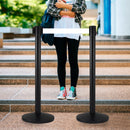 Colonnina Tendinastro 3 metri in Metallo Nero Opaco Ø36x101 cm Nastro Bianco