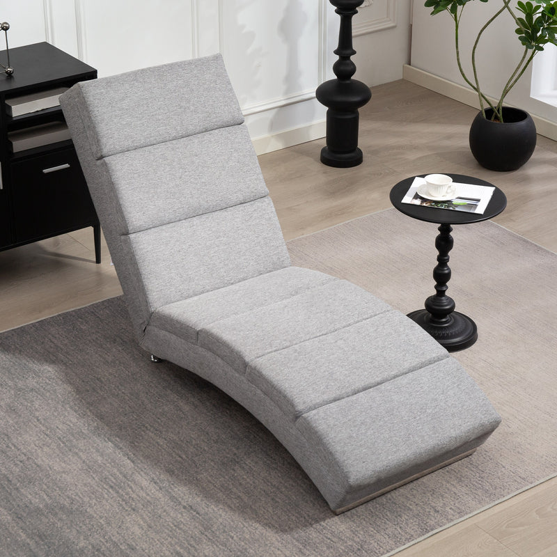 Poltrona Chaise Longue Reclinabile con Schienale Alto 160,5x60,5x93 cm in Tessuto Effetto Lino Grigio Chiaro 