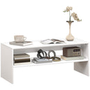 Tavolino da Caffè Moderno 100x40x41,5 cm a 2 Livelli con Vani a Giorno in Legno Bianco  