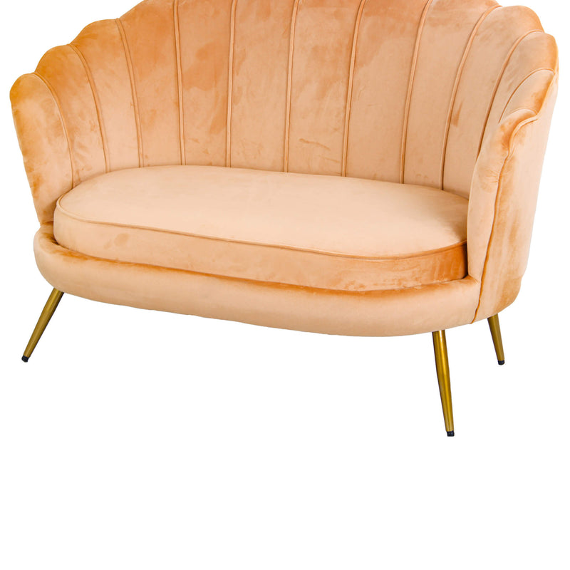 Divano 2 Posti 128x85 cm in Velluto Caramello