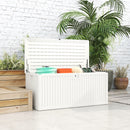 Baule da Esterno 140x68x68 cm Capacità 140L in PE Impermeabile e Scanalato Bianco  