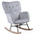Poltrona Sedia Dondolo Relax Tessuto e Metallo Imbottita Design Moderno Grigio