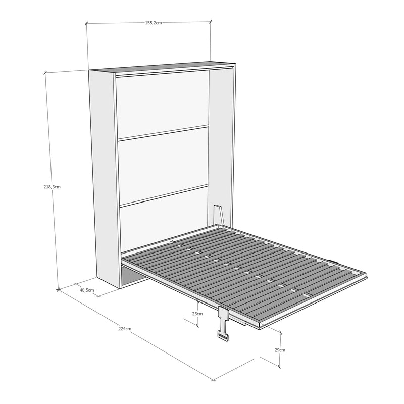 Letto Matrimoniale Francese A Scomparsa 140 Versia Bianco      