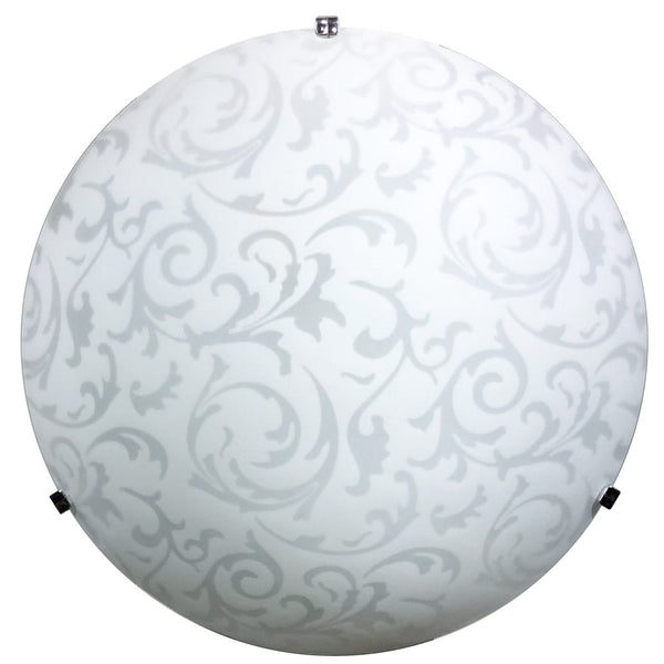 acquista Plafonnier 2xE27 Crochets Chrome Plaque Verre Blanc Décoré Damas E-Energy Michela