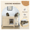 Mobile Lettiera Casetta Cuccia per Gatti con Albero Tiragraffi 107x54x70 cm Rovere 