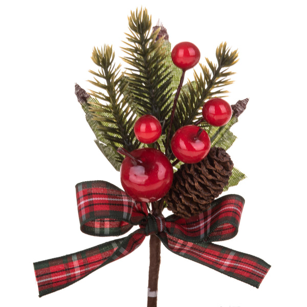sconto Set 24 Pics avec Pomme de Pin et Melina 14 cm Rouge