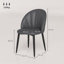 Set 2 Sedie da Pranzo Schienale a Conchiglia in Pelle PU Grigio Scuro   
