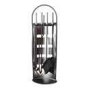 Set Camino 4 Pezzi 68x22 cm Scopino Paletta Attizzatoio e Pinza con Supporto Crash Black Nero