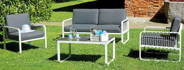 sconto Ensemble de jardin en aluminium et corde Vorghini San Fruttuoso blanc et gris