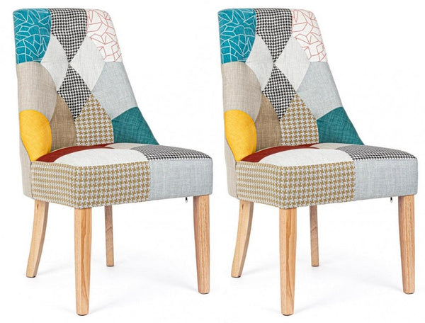 online Lot de 2 Chaises 51x62x93 cm en Tissu Patchwork