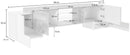 Mobile TV 4 Ante 190x35/45x45 cm Pillon Bianco Lucido e Acero Pereira