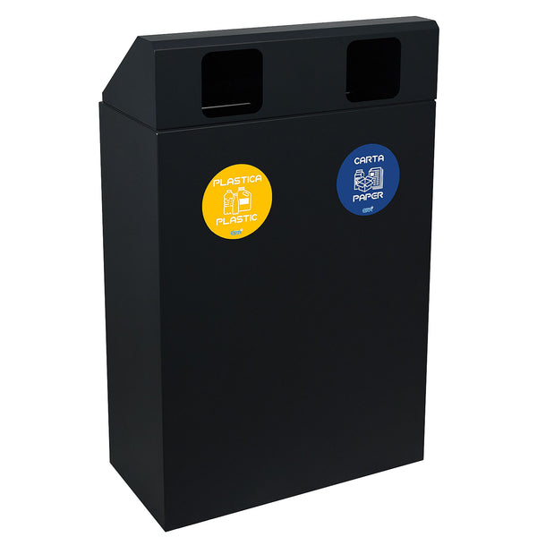 online Pattumiera per Raccolta Differenziata 2 Scomparti 120 L 60x30x96 cm in Acciaio Verniciato Antracite