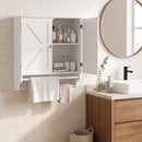 Pensile Bagno Salvaspazio 60,5x22,5x64 cm con 2 Ante e Portasciugamani in MDF Bianco      