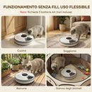 Distributore Automatico Cibo Gatti e Cani con Timer e Display LED 1-6 Pasti Giornalieri per Cibo Secco e Umido Bianco e Grigio      