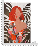 Stampa Dipinta Lady Jungle 1 80x2,8x120 cm in Legno e Tessuto