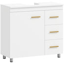 Mobile Sottolavabo con Intaglio a U 70x30x65 cm con Chiusura Ammortizzata in MDF Bianco  