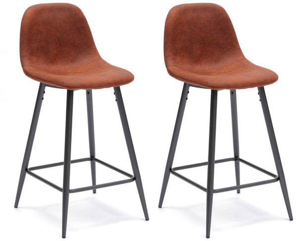 sconto Set 2 Sgabelli 42x52xH93 cm in Similpelle Brigitte Marrone