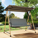 Dondolo 3 Posti da Giardino 208x125x180 cm con Tettoia Regolabile e Cuscino in Acciaio Texteline e Poliestere Grigio      