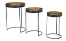 Tavolinetti Alti Bascket Botis Set 3 Pz Ø42,5x60-35,5x54-30,5x49 cm in Ferro Nero
