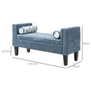 Panca Fondoletto Braccioli Trapuntati e 2 Cuscini 115,5x45x56 cm in Ciniglia e Legno Grigio-Blu e Nero  