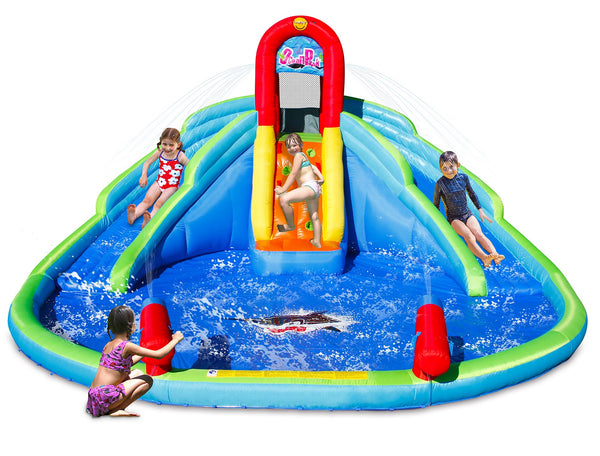 Castello Giostra Gonfiabile Acquatico con 2 Scivoli e Piscina Pompa Inclusa Happy Hop Ocean Park sconto