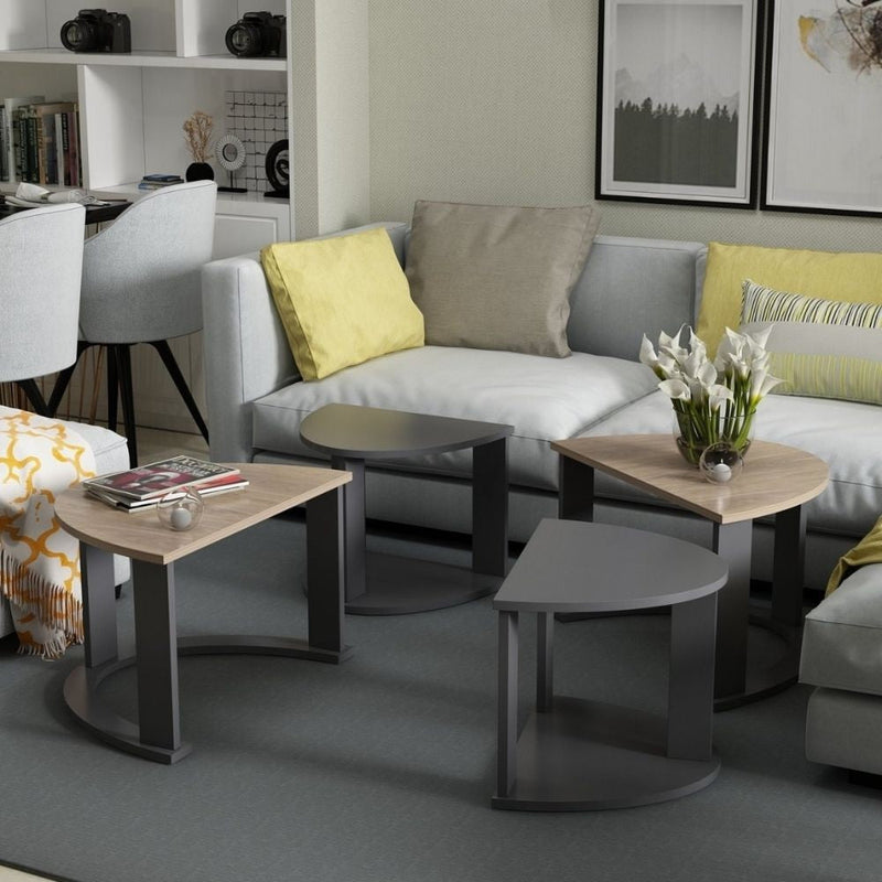 Set tavolini da salotto Antella nero e noce