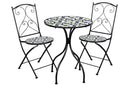 Set Tavolino e 2 Sedie Pieghevoli da Giardino con Mosaico