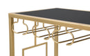 Console Porta Bottiglie Glam 76x30x75 cm in Ferro e Specchio Oro e Nero