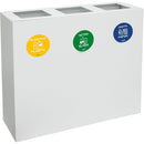 Pattumiera per Raccolta Differenziata 3 Scomparti 180 L 90x30x80 cm in Acciaio Verniciato Bianco